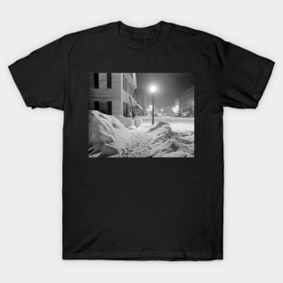 Snowy Night in Vermont, 1940. Vintage Photo T-Shirt